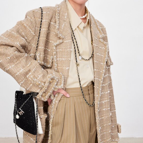 CHICJOC “Florence Sunset” Couture Tweed Coat – Size 36 - Picture 8 of 16